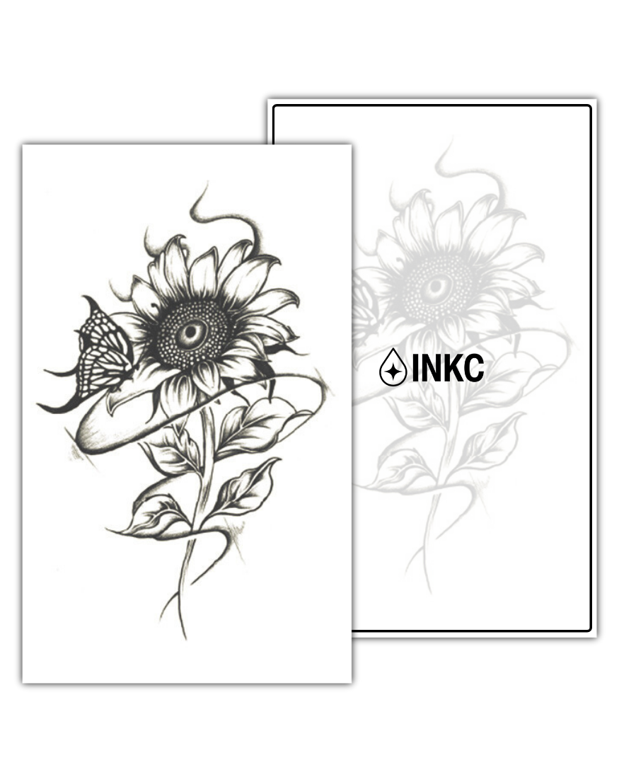 Zonnenbloem Vlinder tijdelijke tattoo van INKC