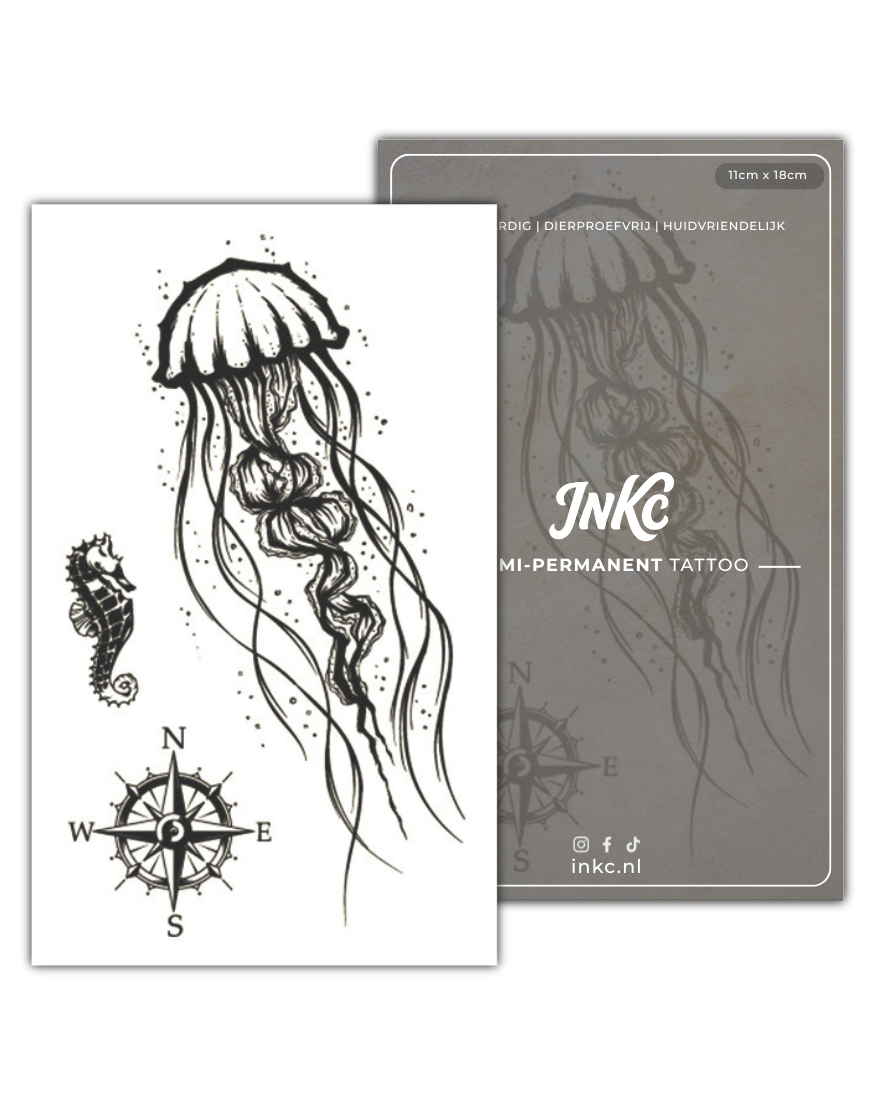 Zeedieren Kompas tijdelijke tattoo van INKC