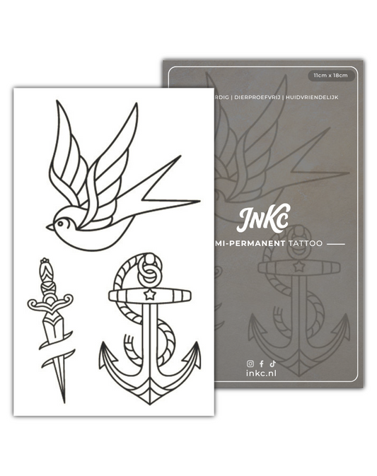 Vogel Zwaard Anker tijdelijke tattoo van INKC