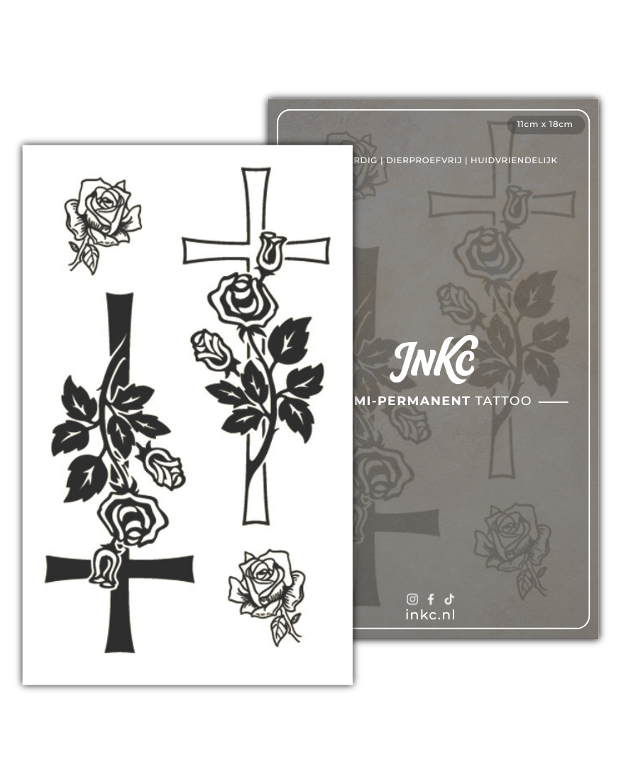 Kruis Rozen tijdelijke tattoo van INKC