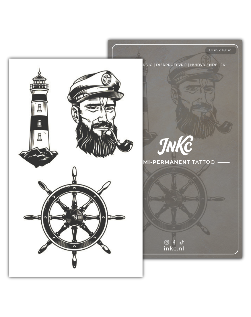 Kapitein Set tijdelijke tattoo van INKC
