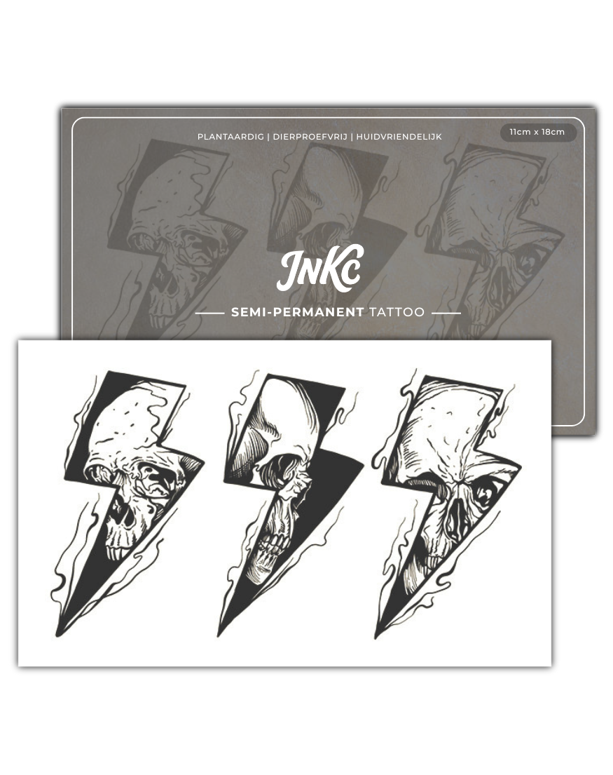 Bliksen Doodshoofd Set tijdelijke tattoo van INKC