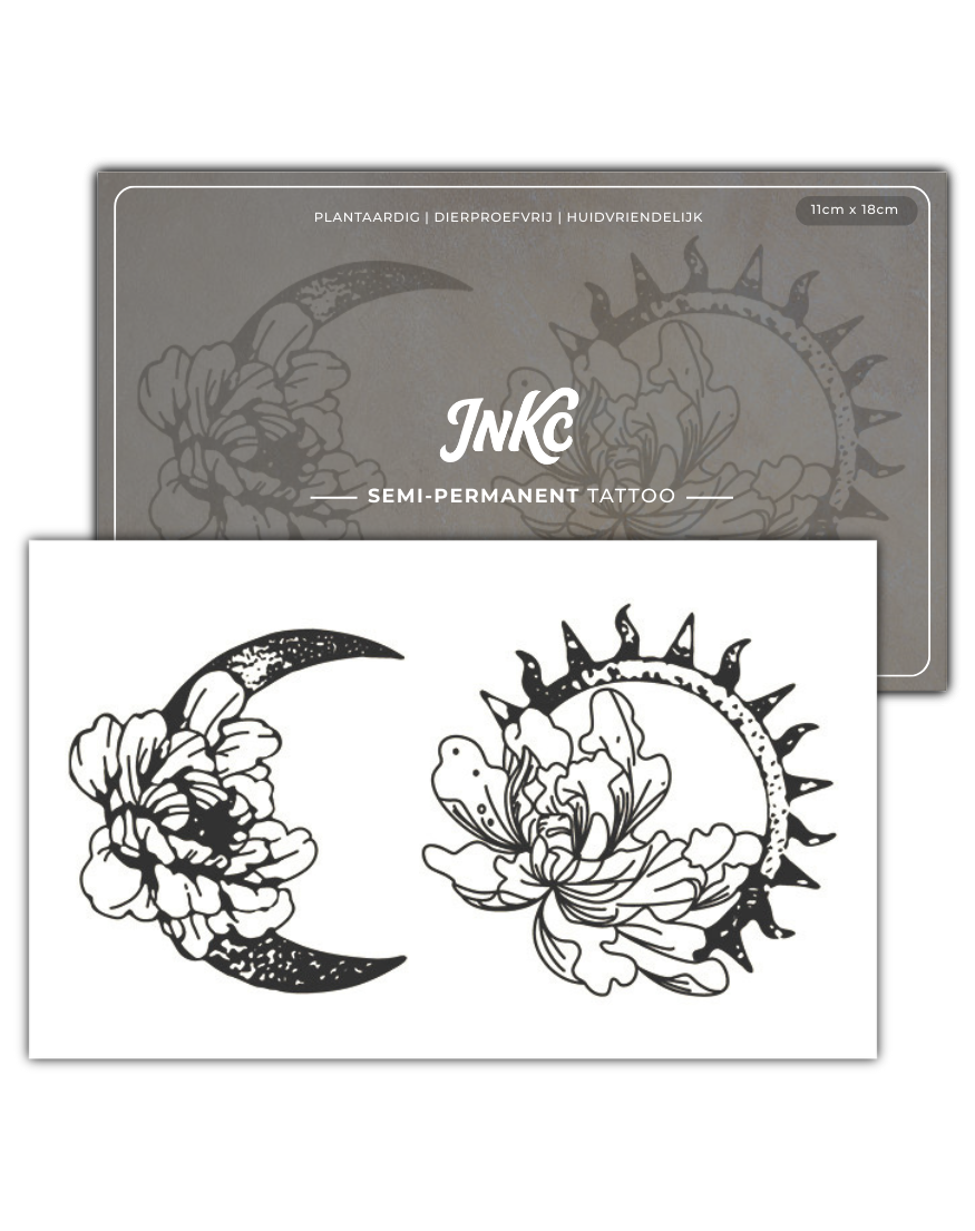 Dag en Nacht Bloem tijdelijke tattoo van INKC