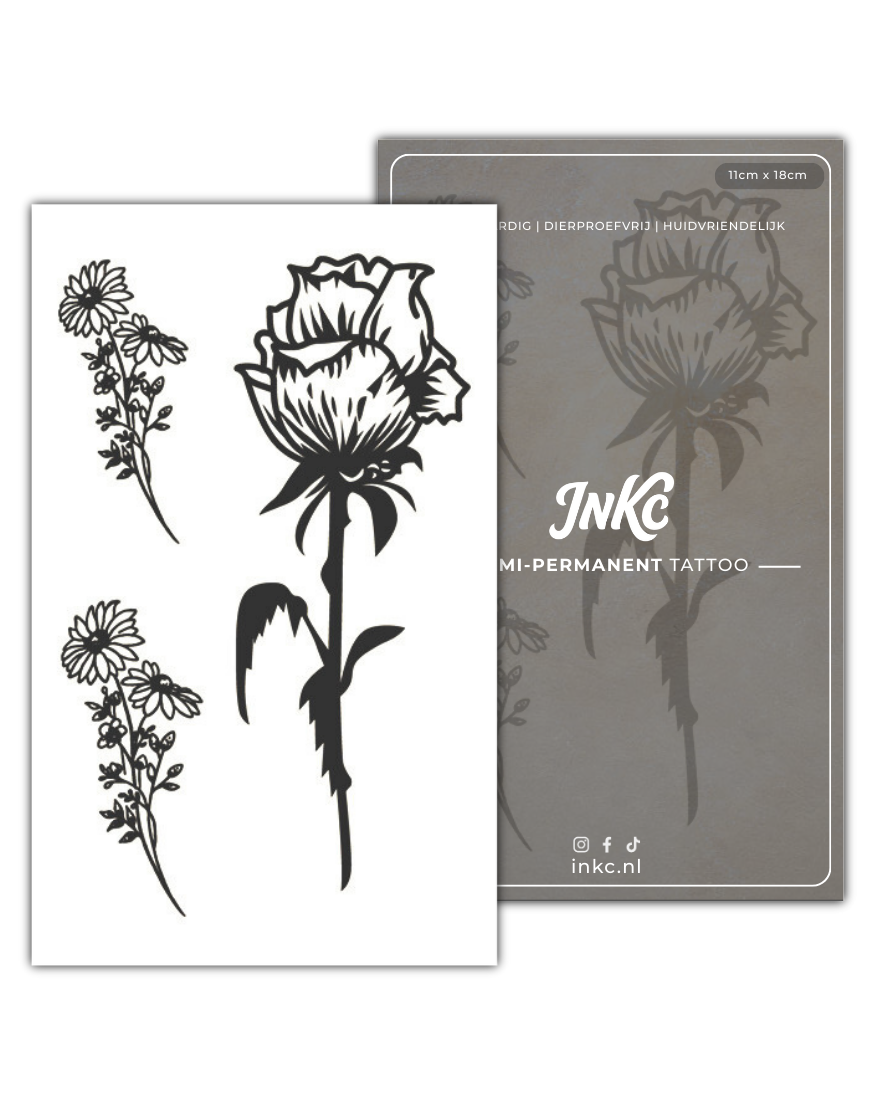 Bloemen Duo Roos tijdelijke tattoo van INKC