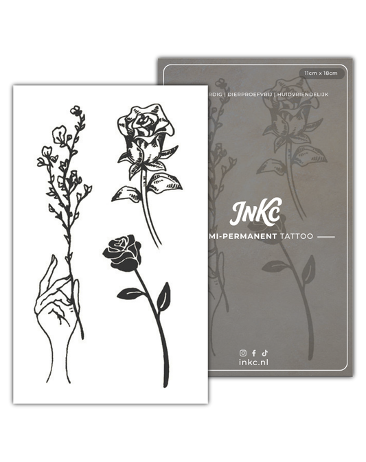 Bloemen Roos met Hand tijdelijke tattoo van INKC
