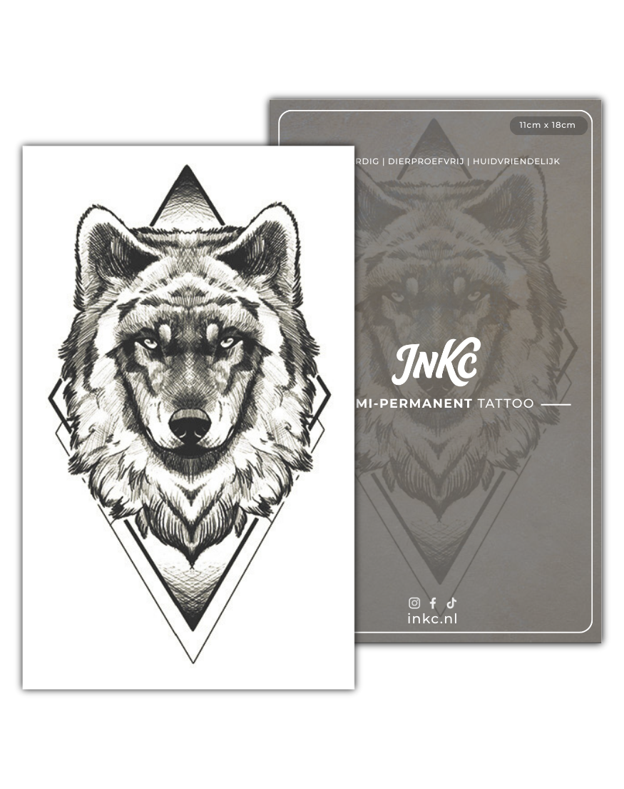 Wolf Geometrie ruit tijdelijke tattoo van INKC