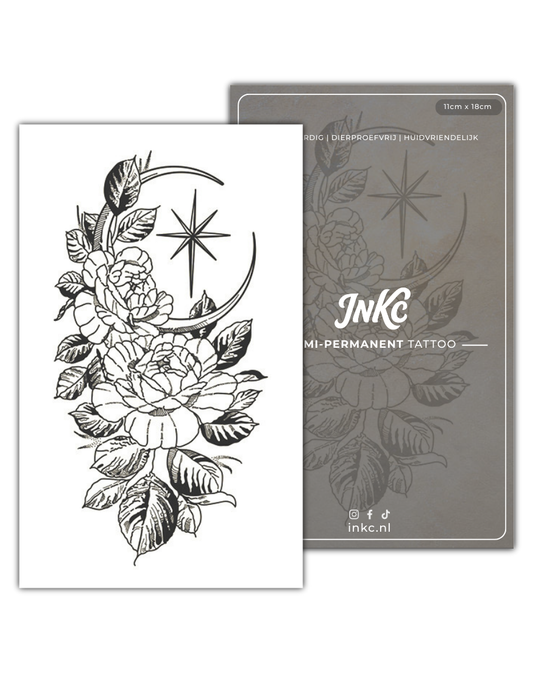 Bloemenkrans Maan tijdelijke tattoo van INKC