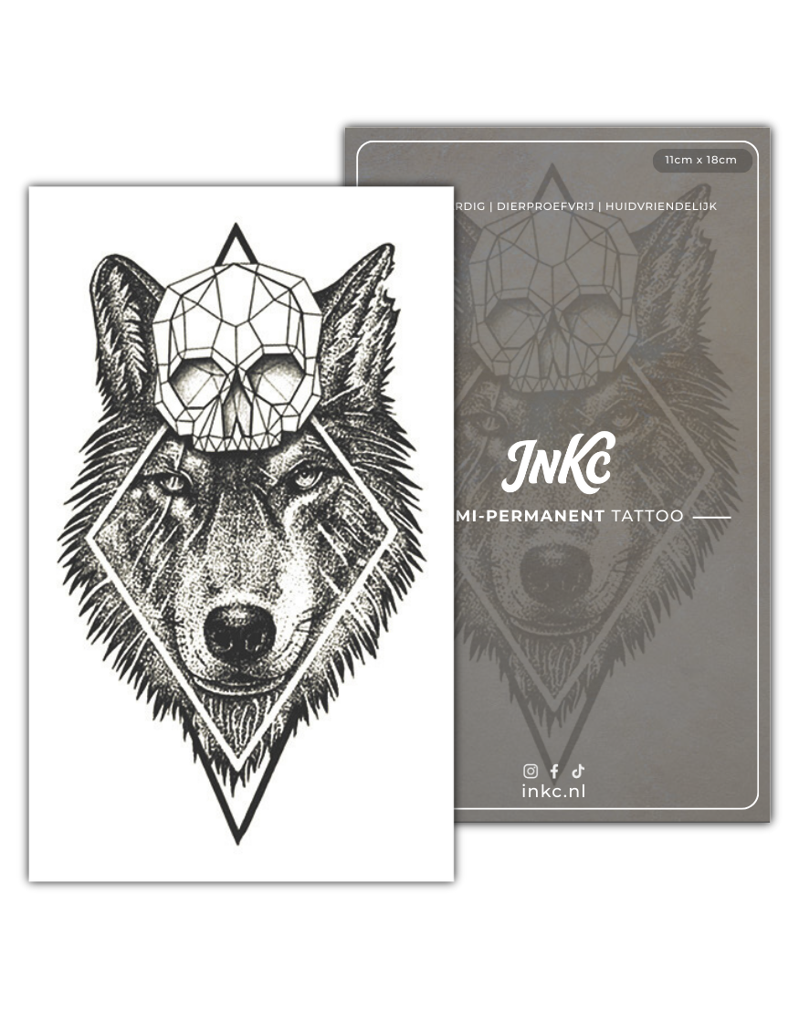 Wolf Doodshoofd tijdelijke tattoo van INKC