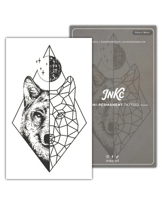 Dag Nacht Wolf tijdelijke tattoo van INKC