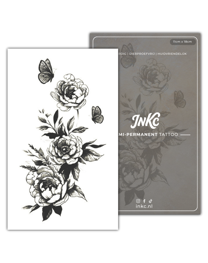 Bloemen Vlinder tijdelijke tattoo van INKC