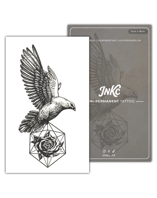 Vrijheid Duif Roos tijdelijke tattoo van INKC