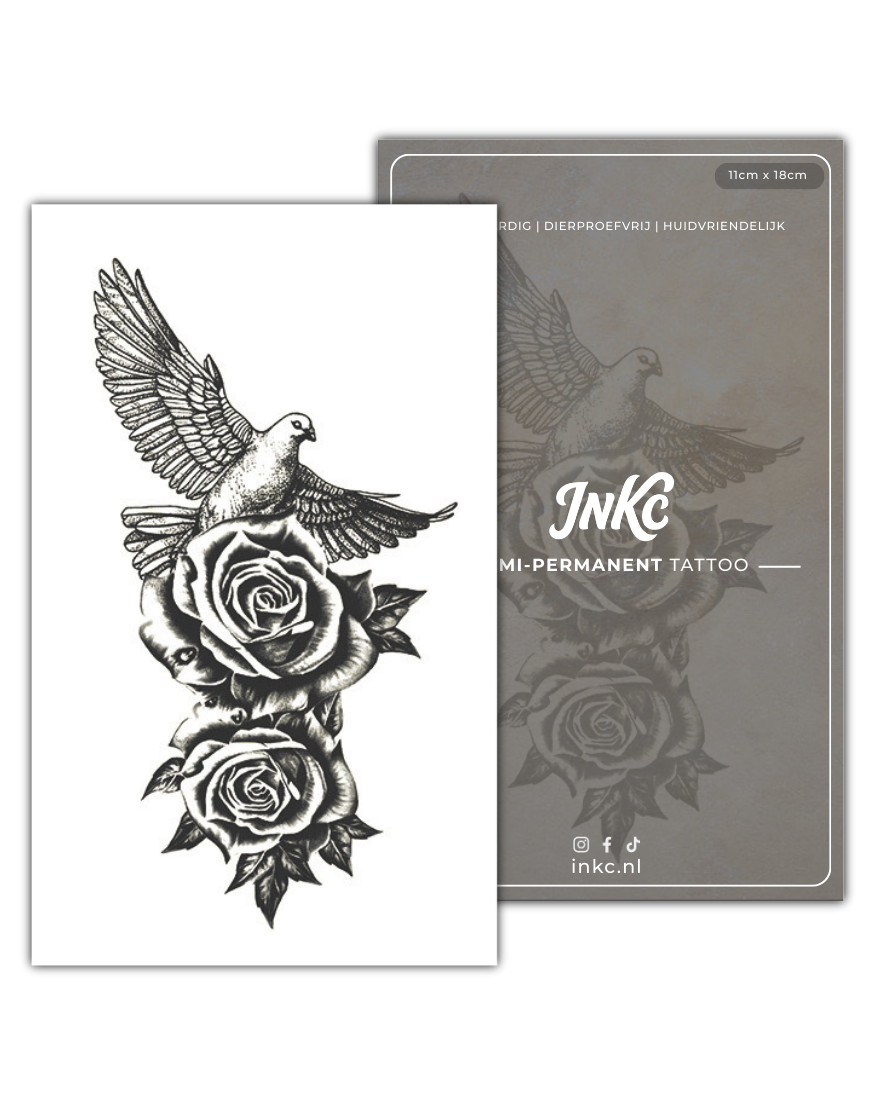 Duivenroos tijdelijke tattoo van INKC