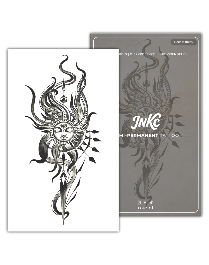Mystieke Zon tijdelijke tattoo van INKC