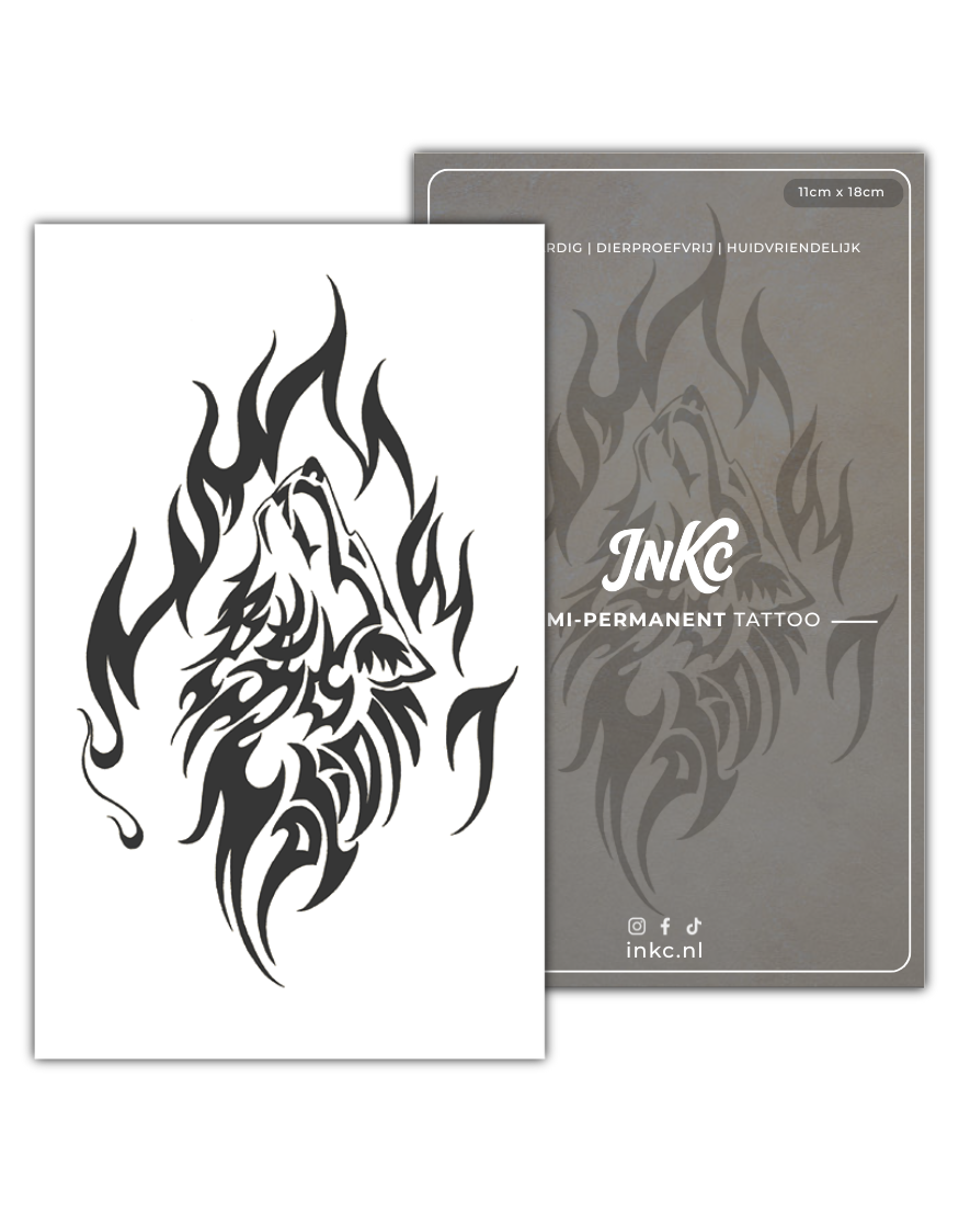 Huilende Wolf tijdelijke tattoo van INKC