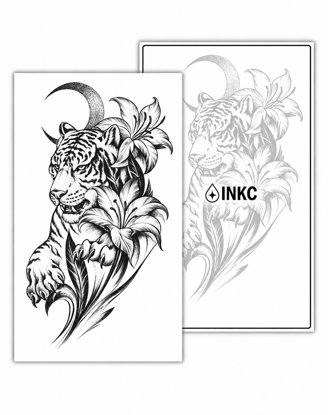 Tijger met Lelies tijdelijke tattoo van INKC