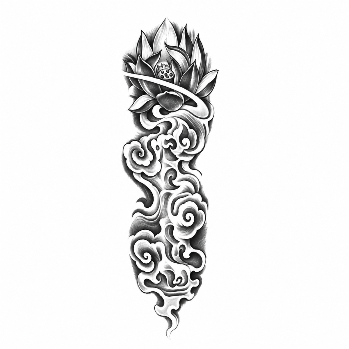 Draak en Wolken Sleeve tijdelijke tattoo van INKC
