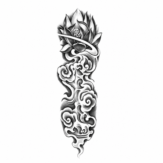 Draak en Wolken Sleeve tijdelijke tattoo van INKC