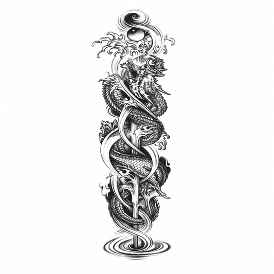 Draak Sleeve tijdelijke tattoo van INKC