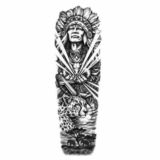 Indiaanse Chief Sleeve tijdelijke tattoo van INKC