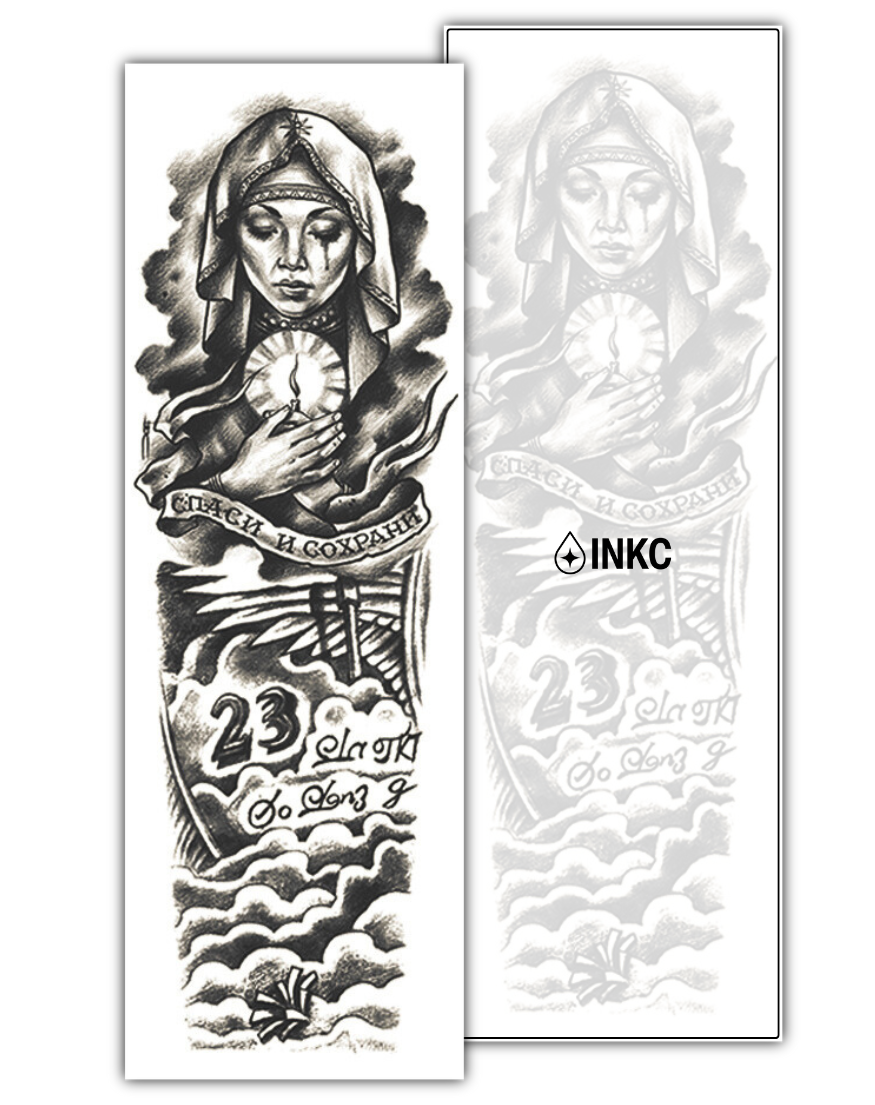 Heilige Vlam Sleeve tijdelijke tattoo van INKC