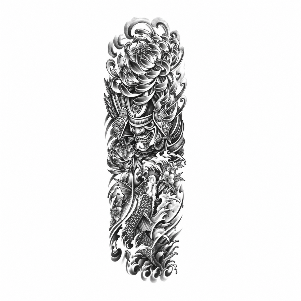 Oni en Draak Sleeve tijdelijke tattoo van INKC