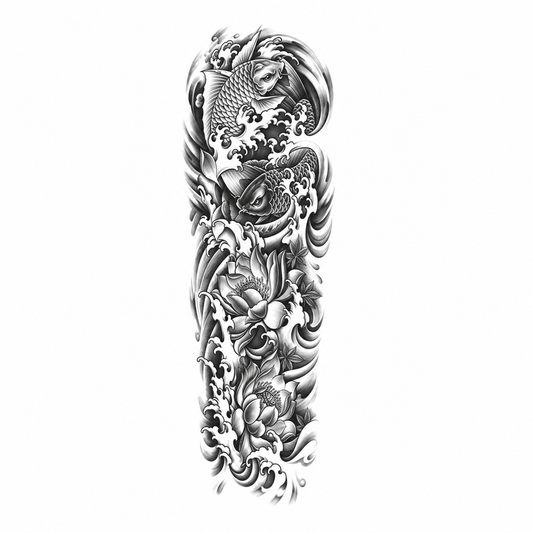 Adelaar en Golven Sleeve tijdelijke tattoo van INKC