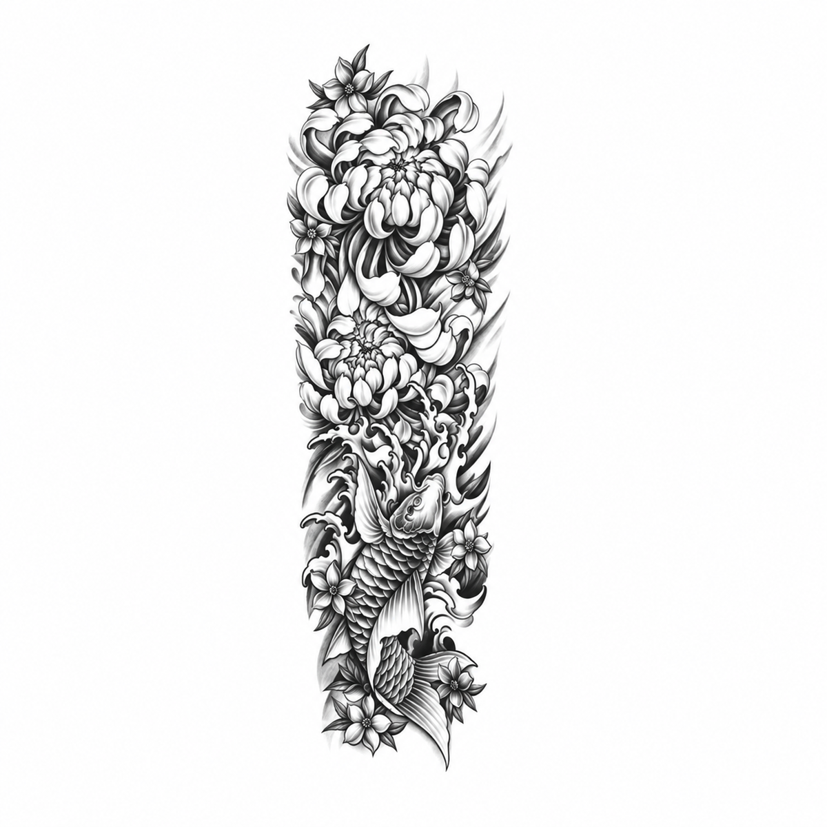 Bloemen en Kraanvogels Sleeve tijdelijke tattoo van INKC