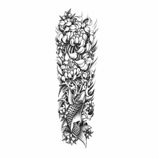 Bloemen en Kraanvogels Sleeve tijdelijke tattoo van INKC
