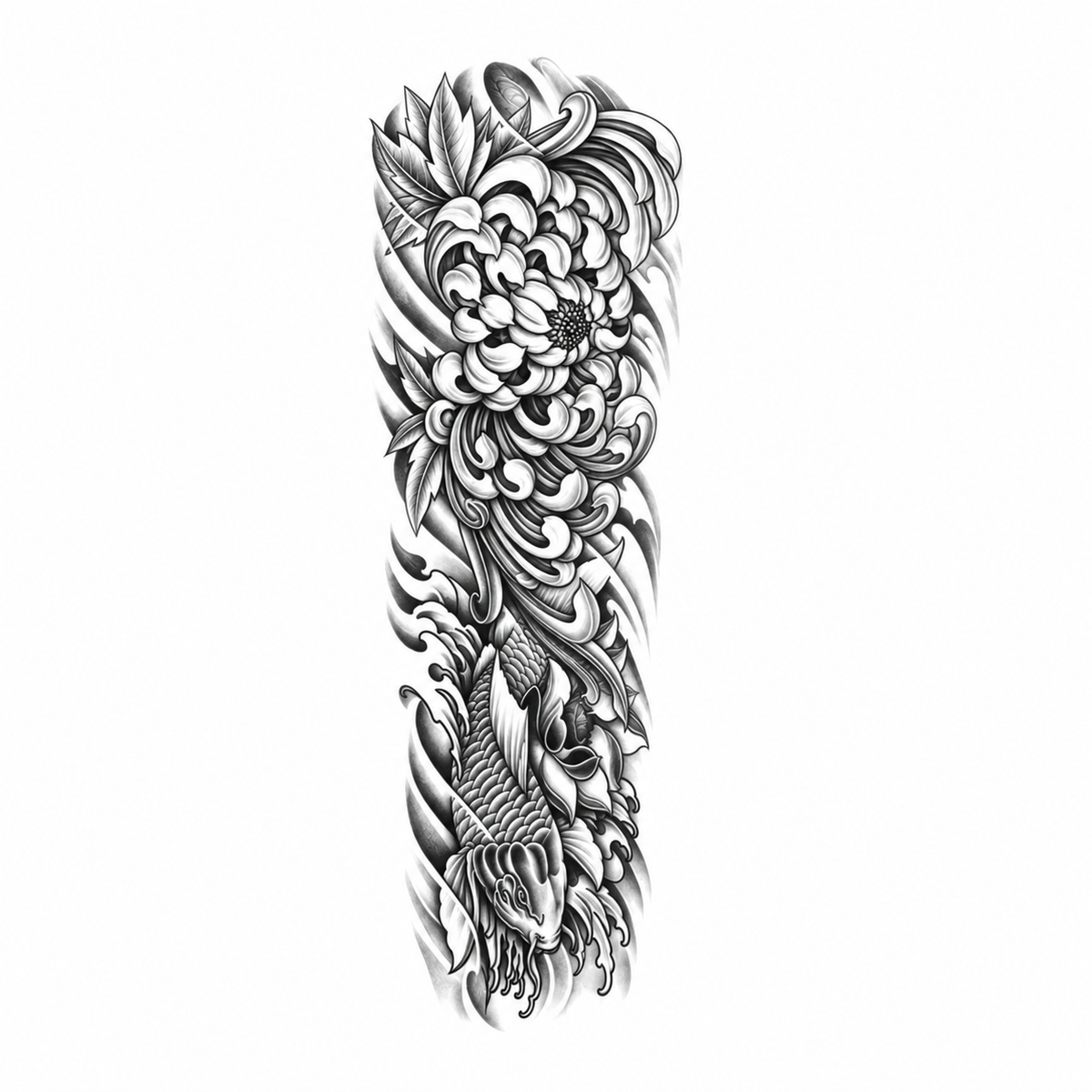 Bloemen en Vogel Sleeve tijdelijke tattoo van INKC