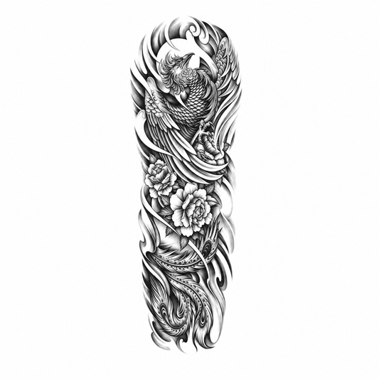Adelaar en Bloemen Sleeve tijdelijke tattoo van INKC