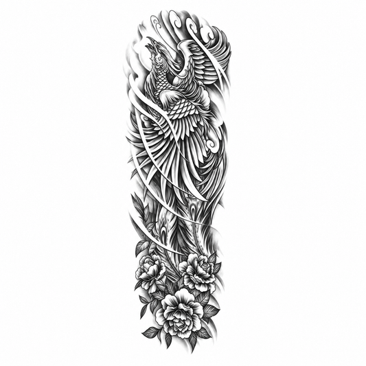 Feniks en Bloemen Sleeve II tijdelijke tattoo van INKC