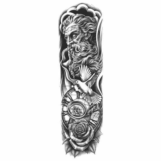 Zeus en Kompas Sleeve tijdelijke tattoo van INKC