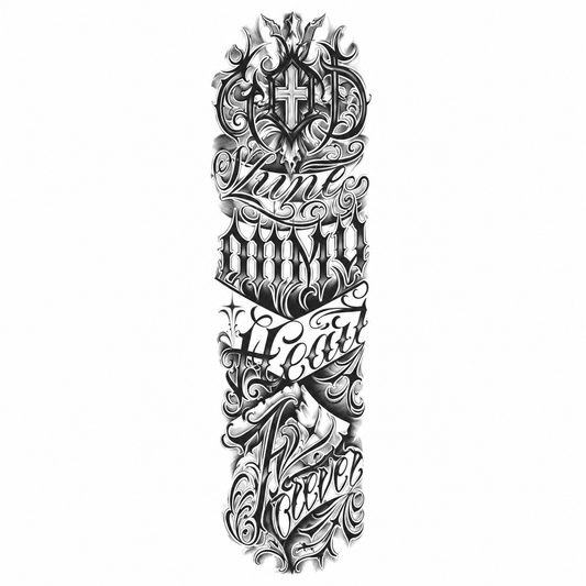 Gothic Lettering Sleeve tijdelijke tattoo van INKC
