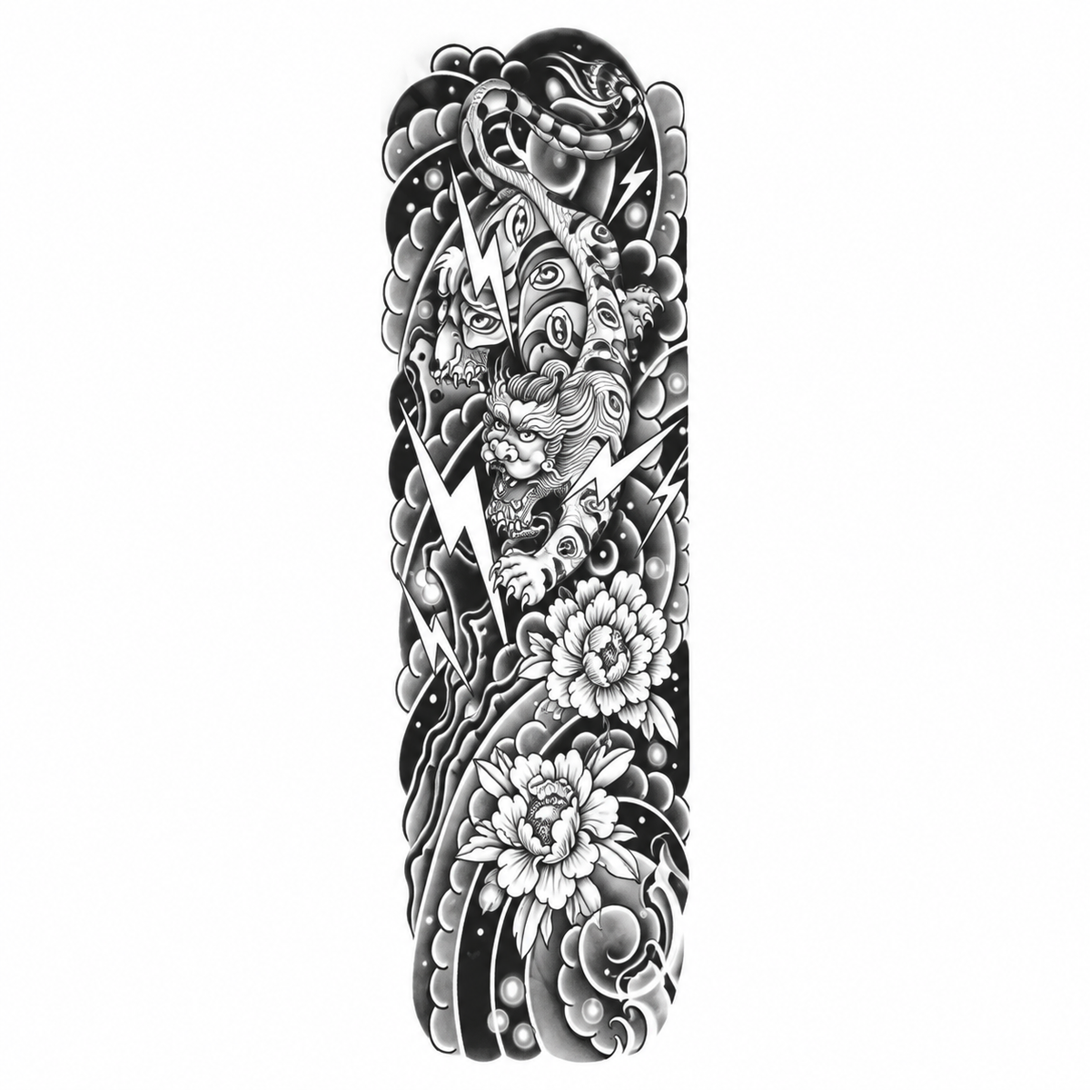 Japanse Oni Sleeve tijdelijke tattoo van INKC