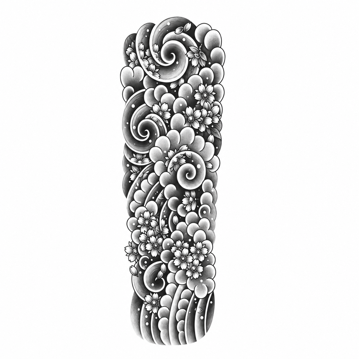Golven en Bloemen Sleeve tijdelijke tattoo van INKC