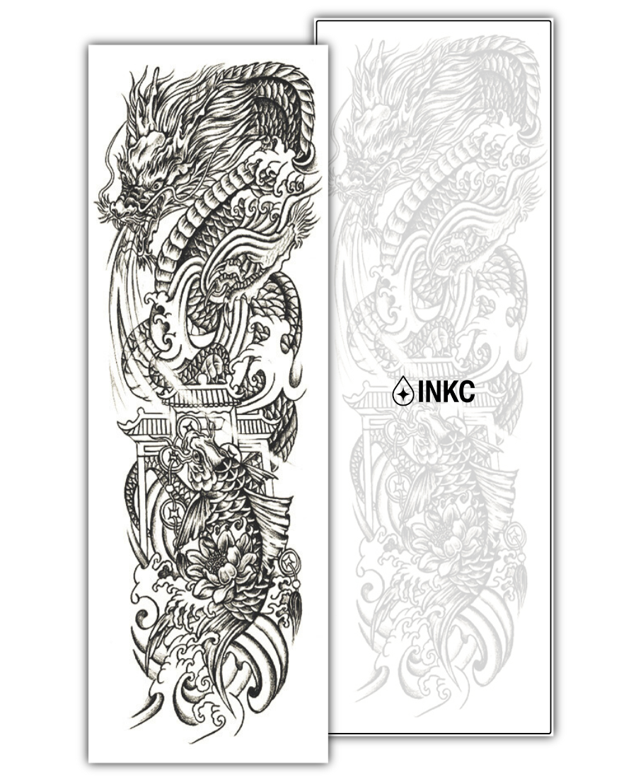 Japanse Draak-Koi Sleeve tijdelijke tattoo van INKC