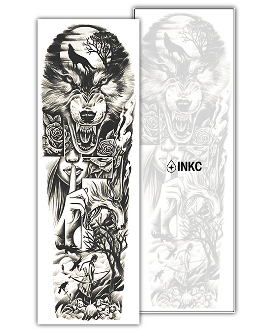 Stille Wolf Sleeve tijdelijke tattoo van INKC