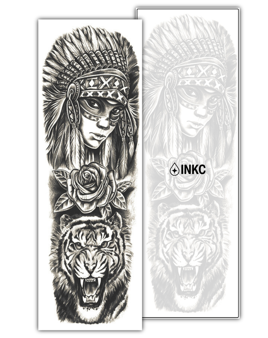Tijger Roos Sleeve tijdelijke tattoo van INKC