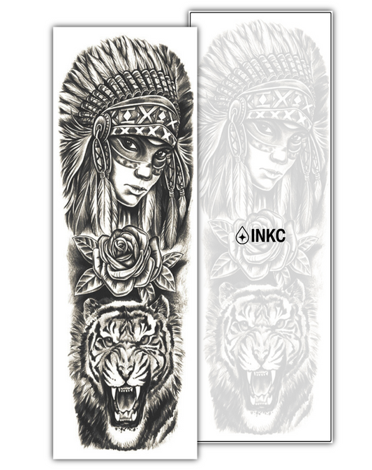 Tijger Roos Sleeve tijdelijke tattoo van INKC