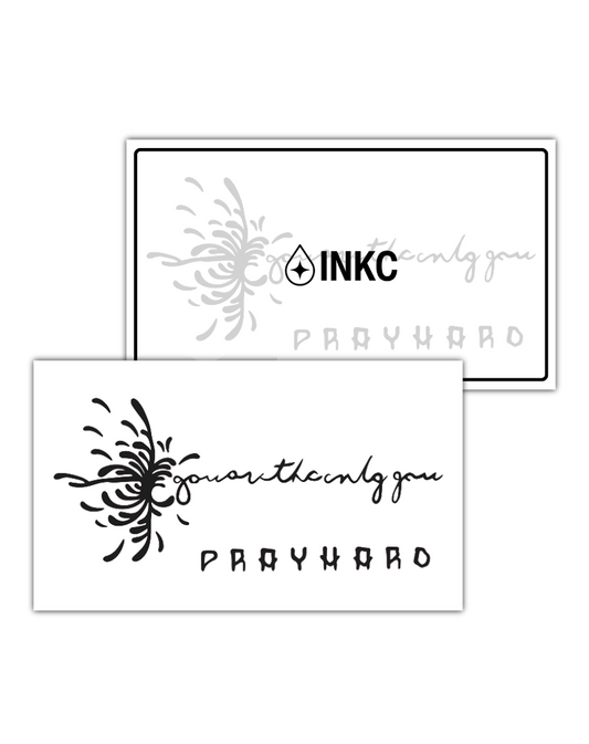PRAY HARD tijdelijke tattoo van INKC