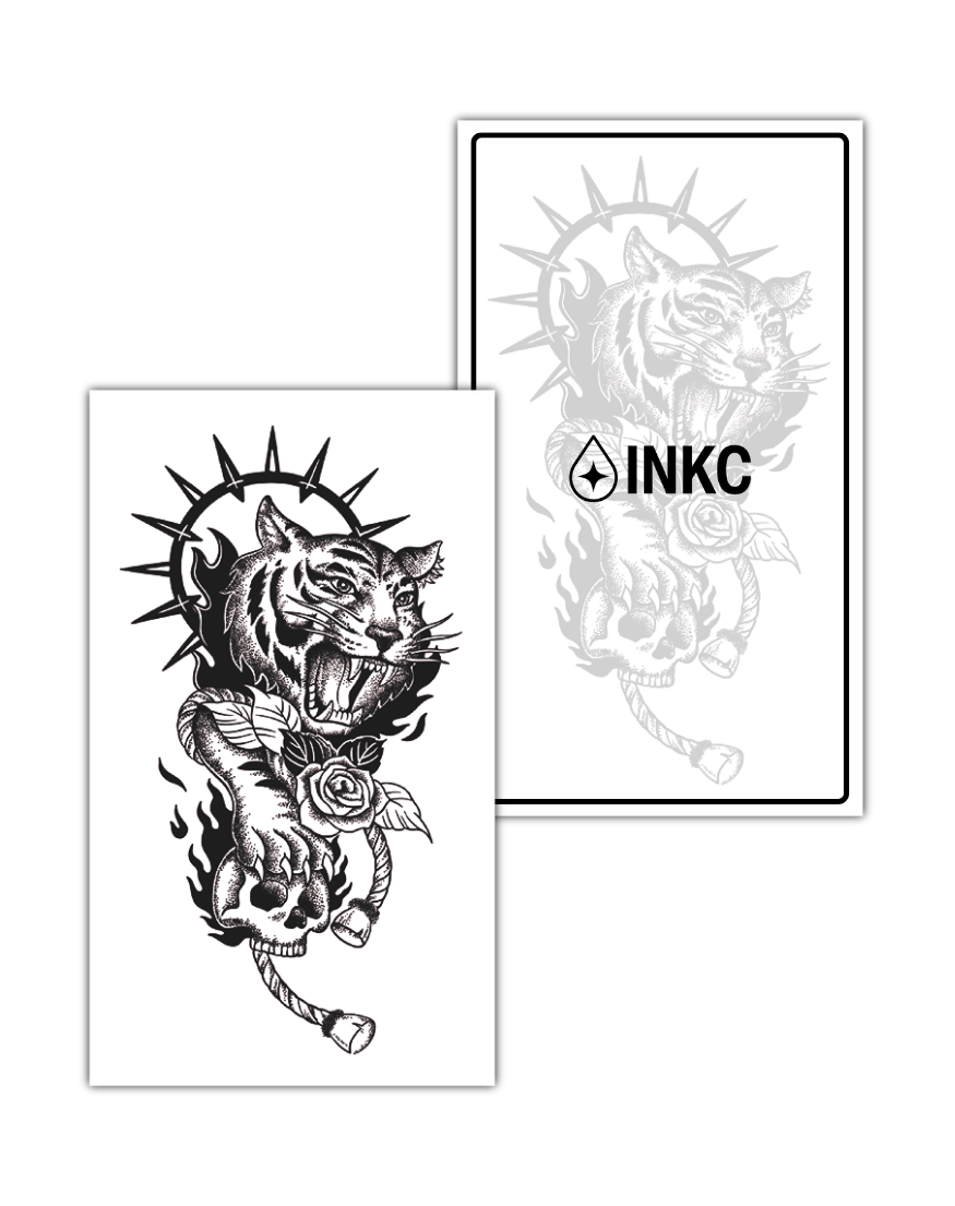 Tijger Schedel Roos tijdelijke tattoo van INKC