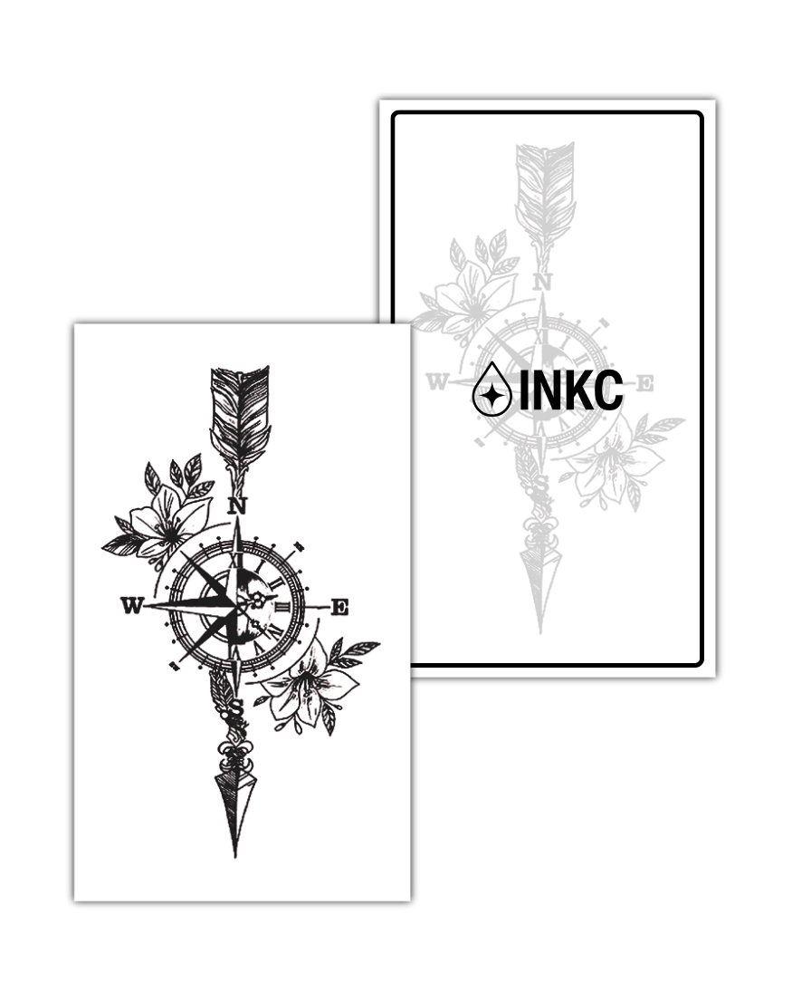 Kompas Bloemen tijdelijke tattoo van INKC