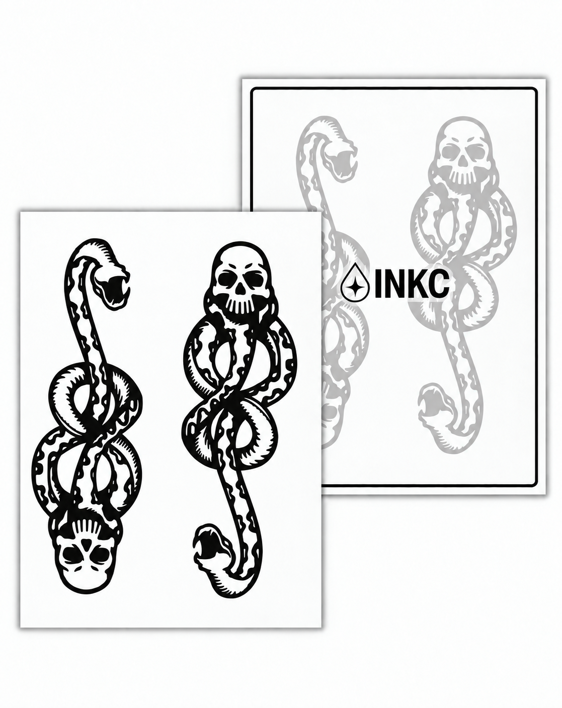 INKC GZX-010 Slang & Schedel Set tijdelijke tattoo, 8 x 11 cm