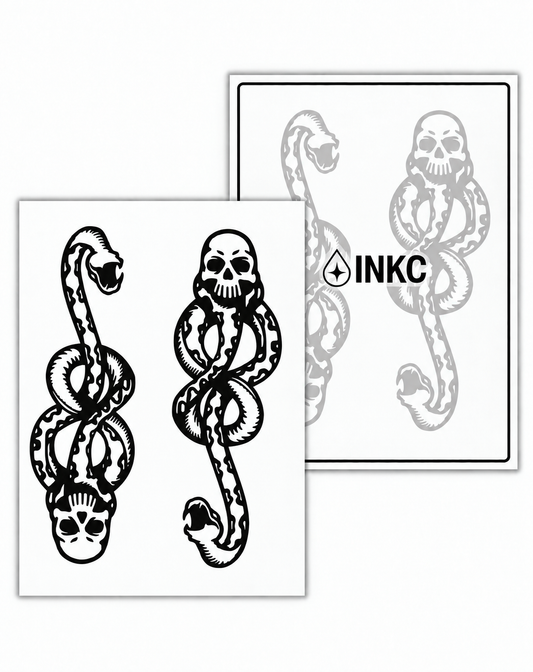 INKC GZX-010 Slang & Schedel Set tijdelijke tattoo, 8 x 11 cm