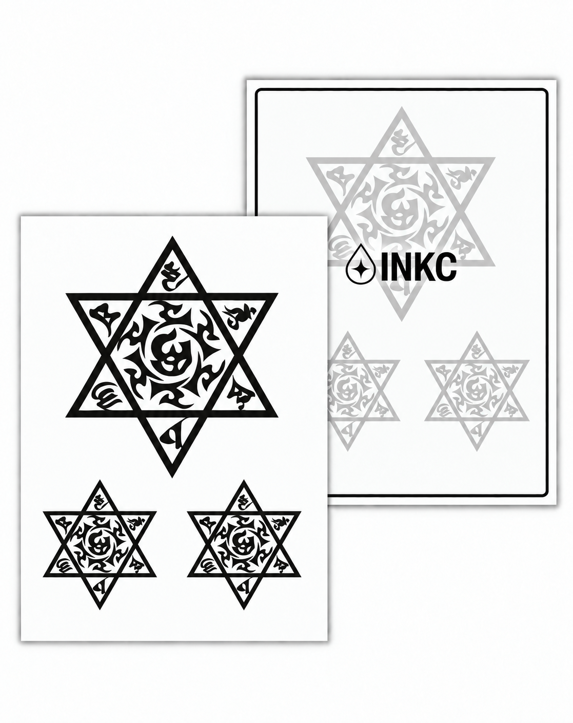 INKC GZX-011 Zespuntige Ster Set tijdelijke tattoo, 8 x 11 cm