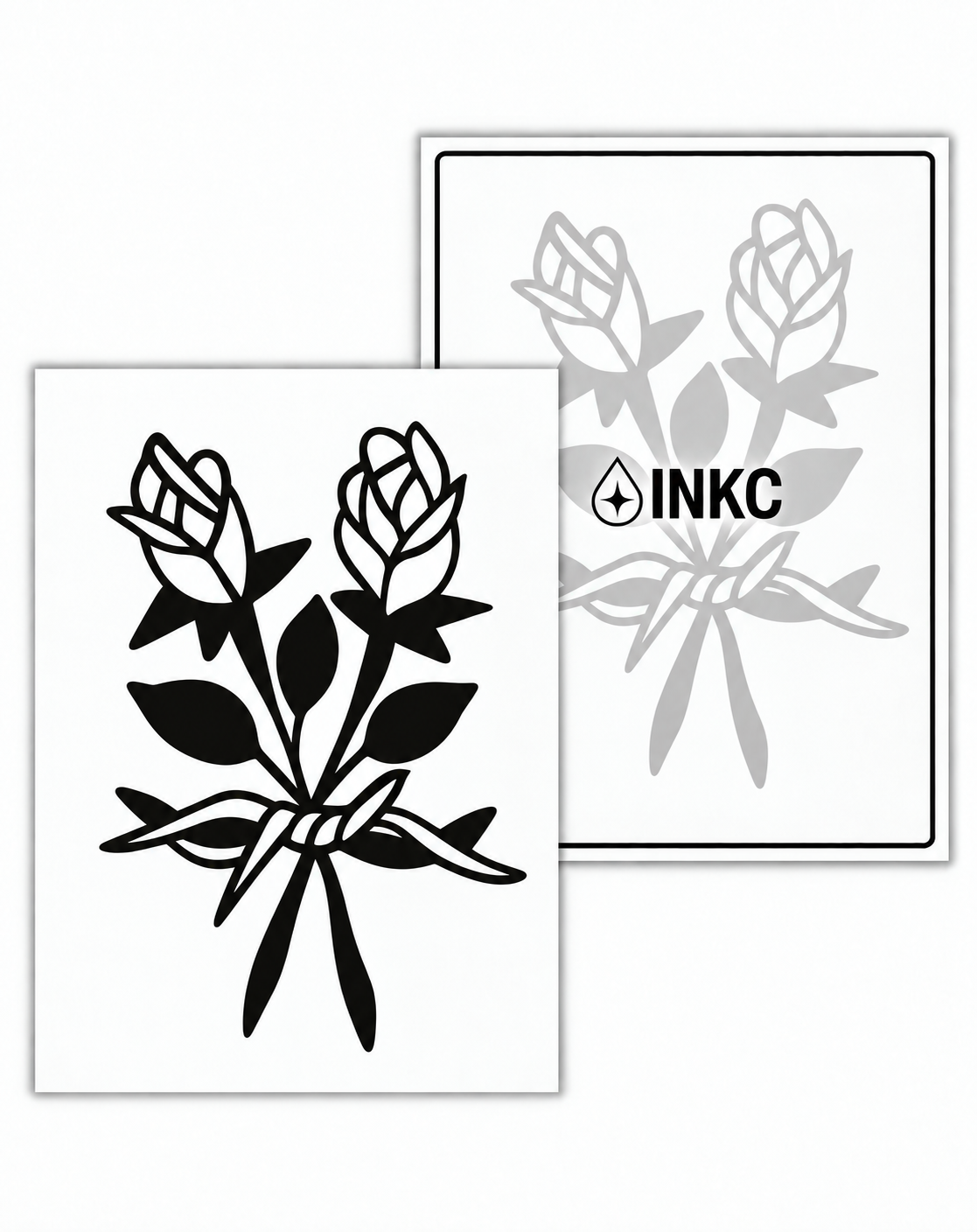 INKC GZX-014 Gekruiste Rozen tijdelijke tattoo, 8 x 11 cm