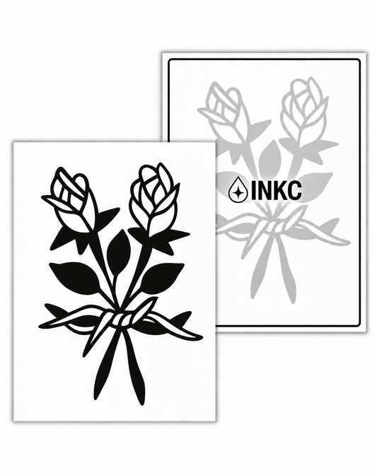INKC GZX-014 Gekruiste Rozen tijdelijke tattoo, 8 x 11 cm
