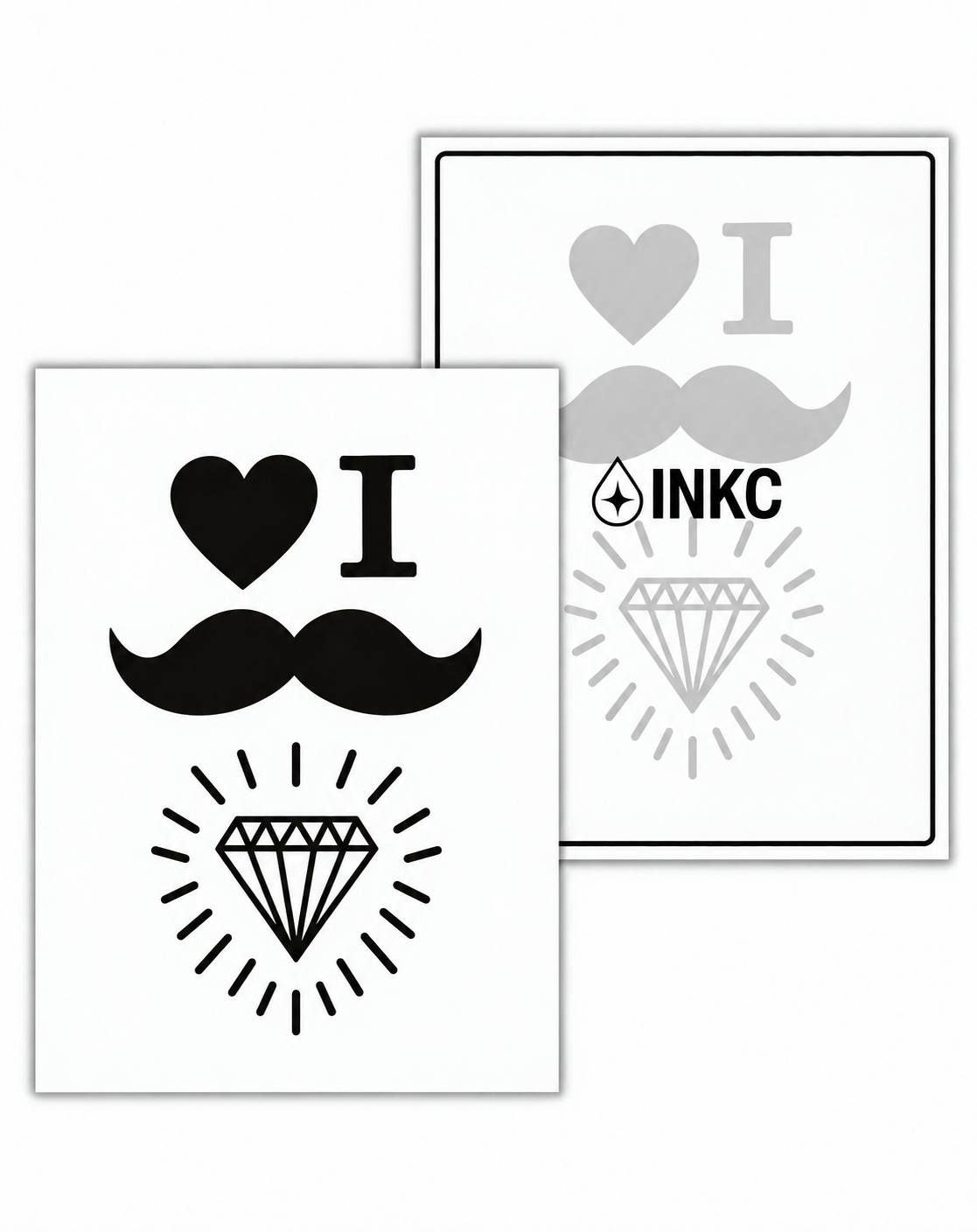 INKC GZX-036 Hart & Diamant Symbolen Set tijdelijke tattoo, 8 x 11 cm