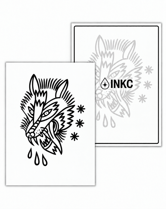 INKC GZX-040 Tribal Dierenkop & Sterren tijdelijke tattoo, 8 x 11 cm