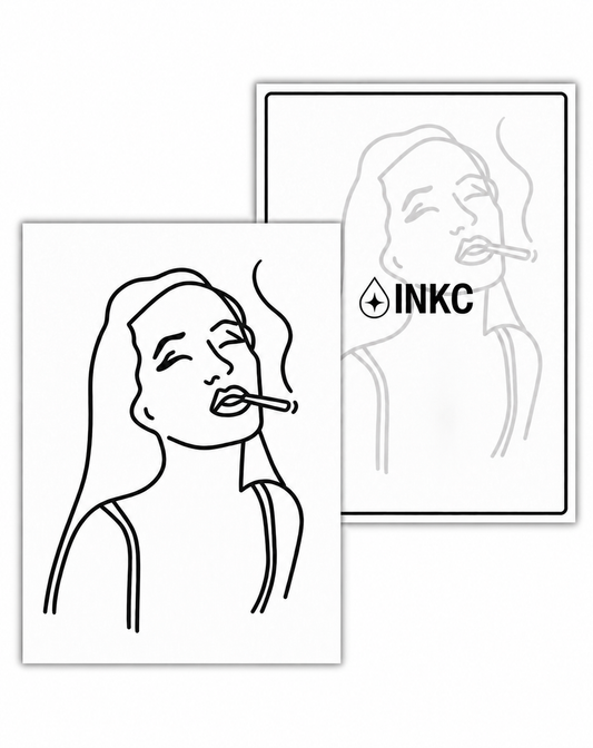 Vrouw Lijntekening tijdelijke tattoo van INKC